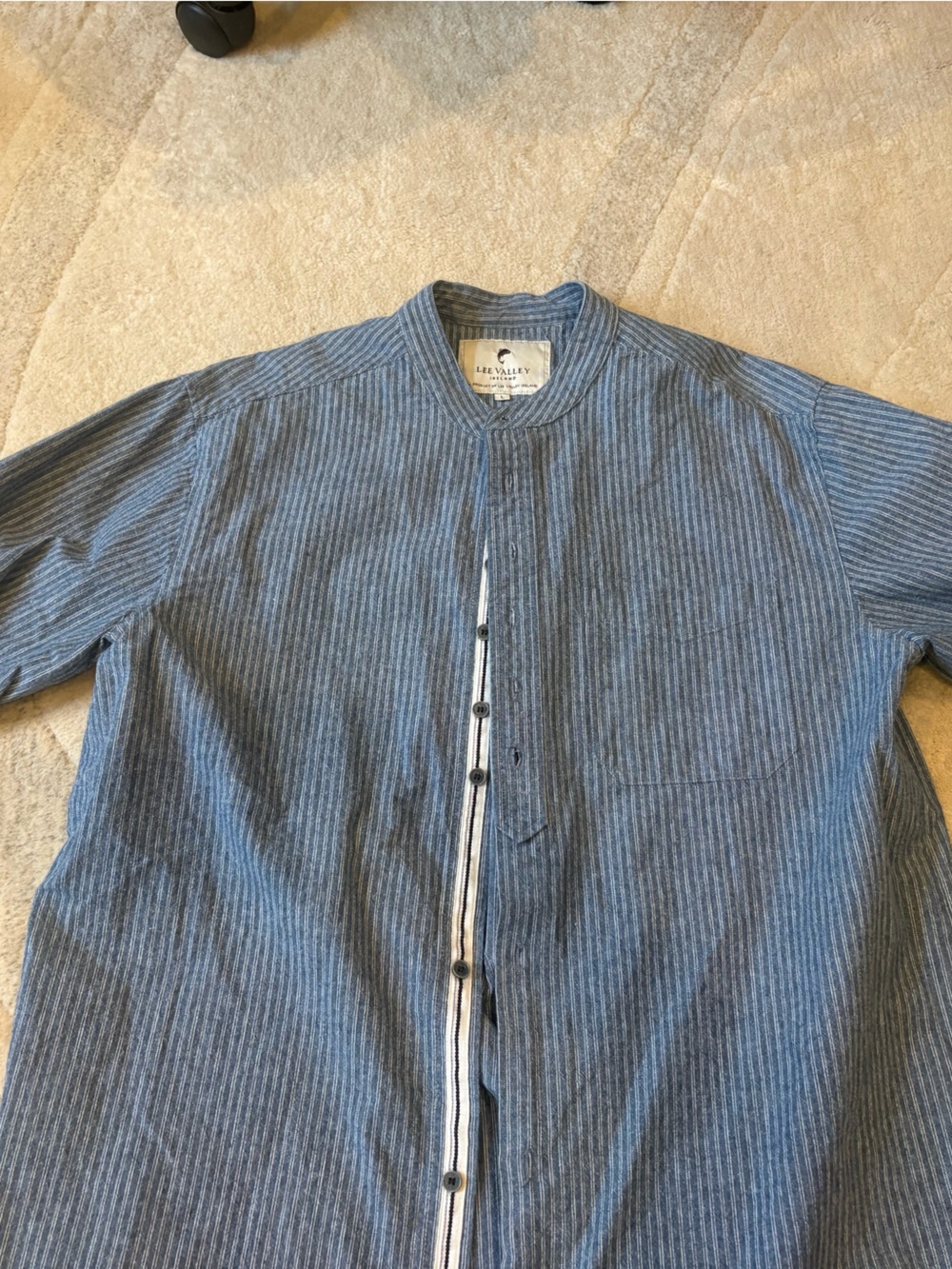 LEE VALLEY Ireland Men's Blue Striped Casual Button-Down Shirt size large